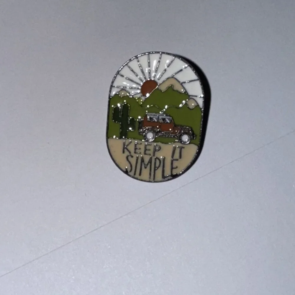 Keep It Simple Camping Cactus Mountain Sun Pin Brooch